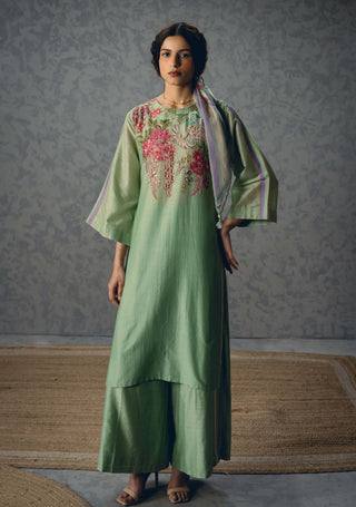 Blue shiro kurta with pants and scarf