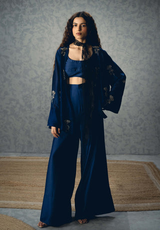 Navy blue mujo blouse with jacket and pants