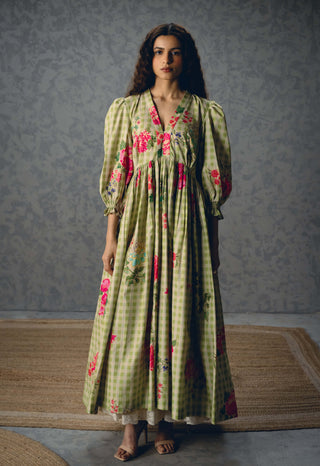 Green checkered anna dress