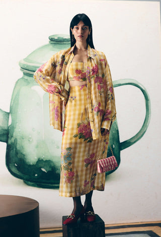 Yellow yuki shirt with skirt and bustier