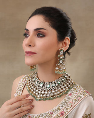 Chaarvi green polki necklace set