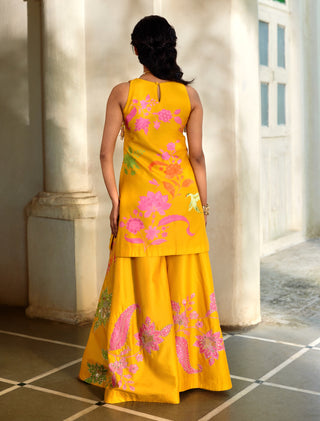 Golden honey print kurti and palazzo