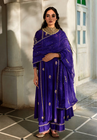Grape jelly embroidered anarkali set