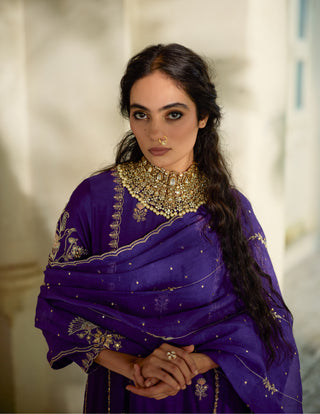 Grape jelly embroidered anarkali set