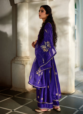 Grape jelly embroidered anarkali set