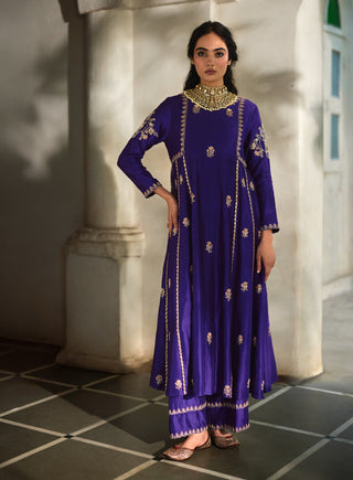Grape jelly embroidered anarkali set