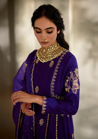 Grape jelly embroidered anarkali set