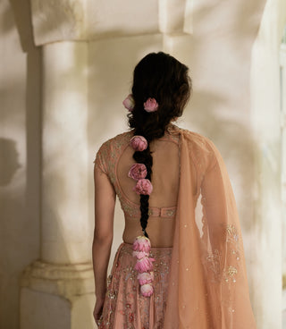 Peach printed lehenga set