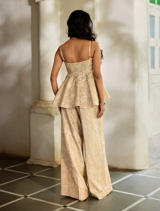 Cream jacquard peplum and pants