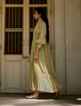 Pista green blouse, palazzo with jacket