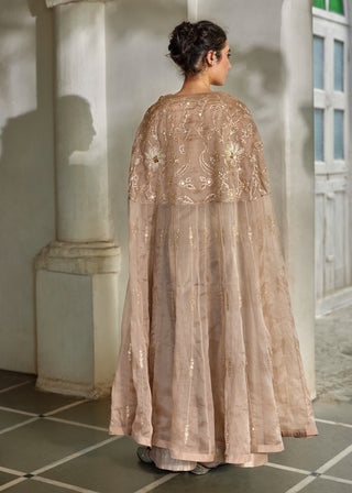 Chanterelle organza cape, blouse and palazzo