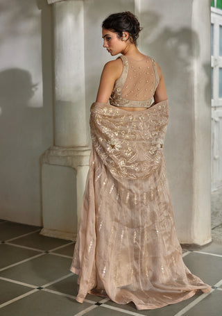 Chanterelle organza cape, blouse and palazzo