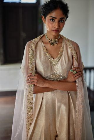 Rose tone jumpsuit and cape