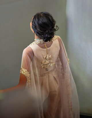 Rose tone jumpsuit and cape