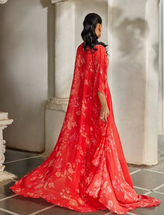 Sunset red dramatic jacket and pant set