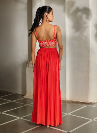 Sunset red dramatic jacket and pant set