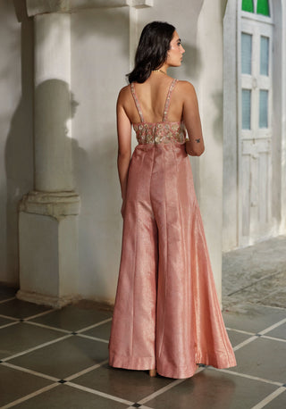 Carnelien jacquard jumpsuit with cape