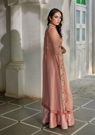 Carnelien jacquard jumpsuit with cape