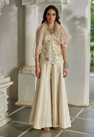 Ivory corset-style kurti and palazzo set