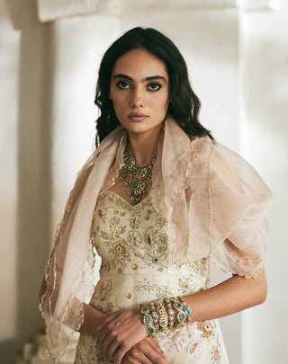 Ivory corset-style kurti and palazzo set