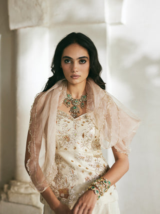 Ivory corset-style kurti and palazzo set