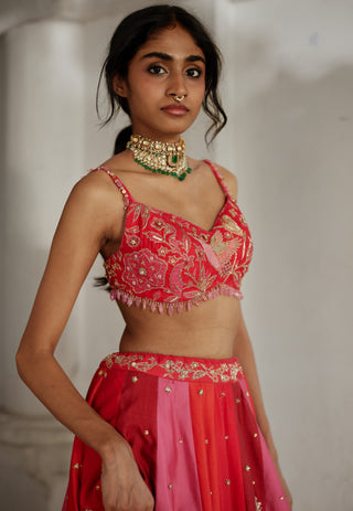 Multicolor floral print lehenga set