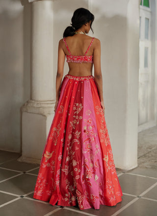 Multicolor floral print lehenga set