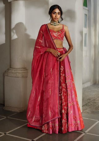 Multicolor floral print lehenga set