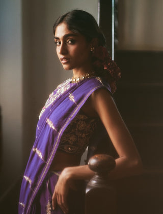 Grape jelly embroidered sari set