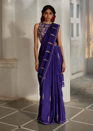 Grape jelly embroidered sari set