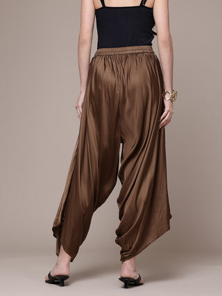 Brown full length solid palazzo pant