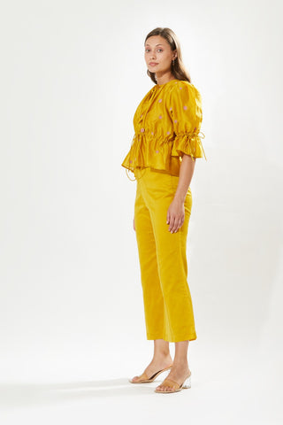 Meadow-Provence Yellow Blouse And Pant Set-INDIASPOPUP.COM