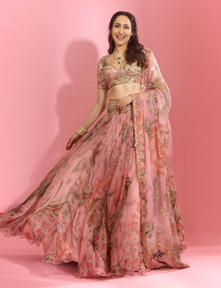 Pragya Blush Embroidered Lehenga Set by Mahima Mahajan, available on Indiaspopup.com