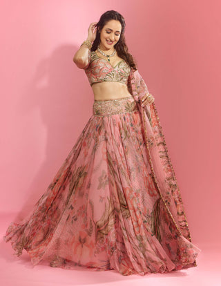 Pragya Blush Embroidered Lehenga Set by Mahima Mahajan, available on Indiaspopup.com