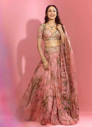 Pragya Blush Embroidered Lehenga Set by Mahima Mahajan, available on Indiaspopup.com