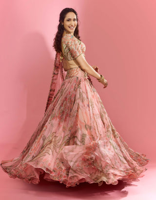 Pragya Blush Embroidered Lehenga Set by Mahima Mahajan, available on Indiaspopup.com