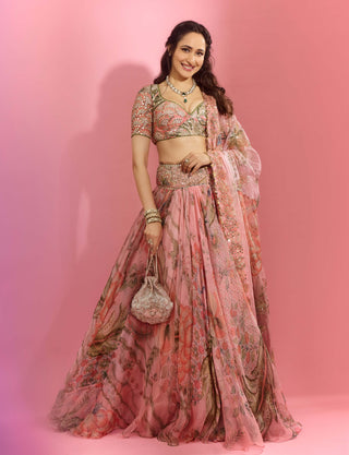 Pragya Blush Embroidered Lehenga Set by Mahima Mahajan, available on Indiaspopup.com