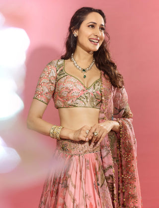 Pragya Blush Embroidered Lehenga Set by Mahima Mahajan, available on Indiaspopup.com