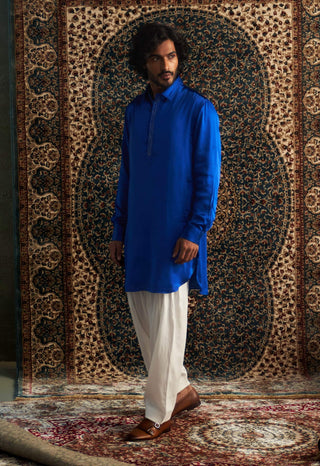 Blue Pathani Kurta And Salwar by Charkhee Men available on Indiaspopup.com