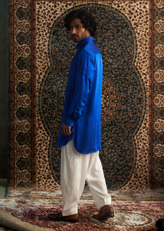 Blue Pathani Kurta And Salwar by Charkhee Men available on Indiaspopup.com