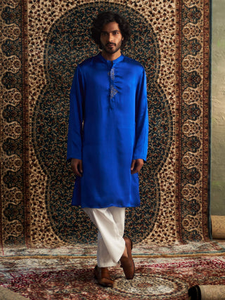 Blue Kurta And Straight Pants by Charkhee Men available on Indiaspopup.com