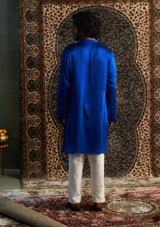 Blue Kurta And Straight Pants by Charkhee Men available on Indiaspopup.com