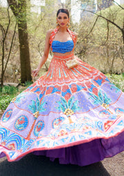 Serenity lilac printed lehenga set