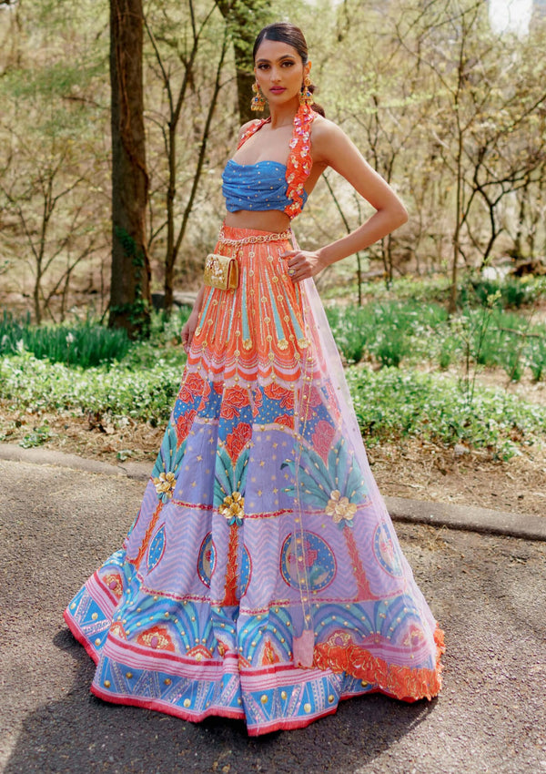Serenity lilac printed lehenga set