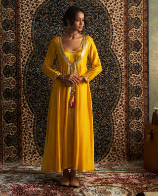 Marigold Embroidered Choga Set by Charkhee available on Indiaspopup.com