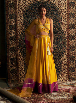 Marigold Embroidered Lehenga Set by Charkhee available on Indiaspopup.com