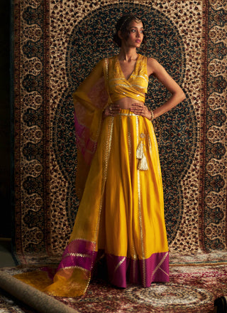 Marigold Embroidered Lehenga Set by Charkhee available on Indiaspopup.com