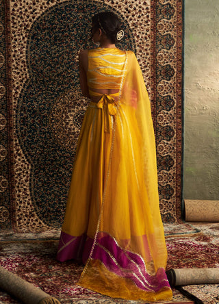 Marigold Embroidered Lehenga Set by Charkhee available on Indiaspopup.com