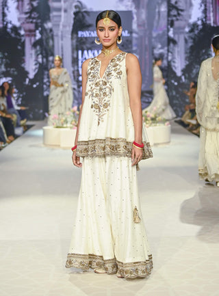 Jahanana off-white embroidered short anarkali and sharara set