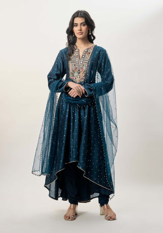 Zarrin navy blue anarkali set
